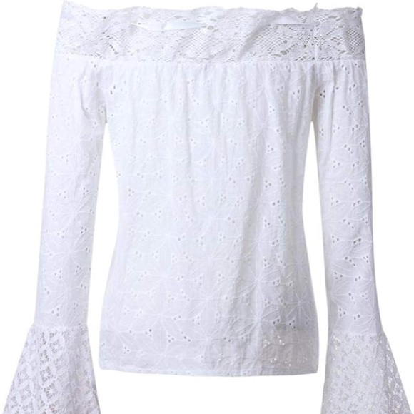 1 LEFT🌴 NEW! WHITE OFF SHOULDER LACE TOP Size S - Picture 4 of 8